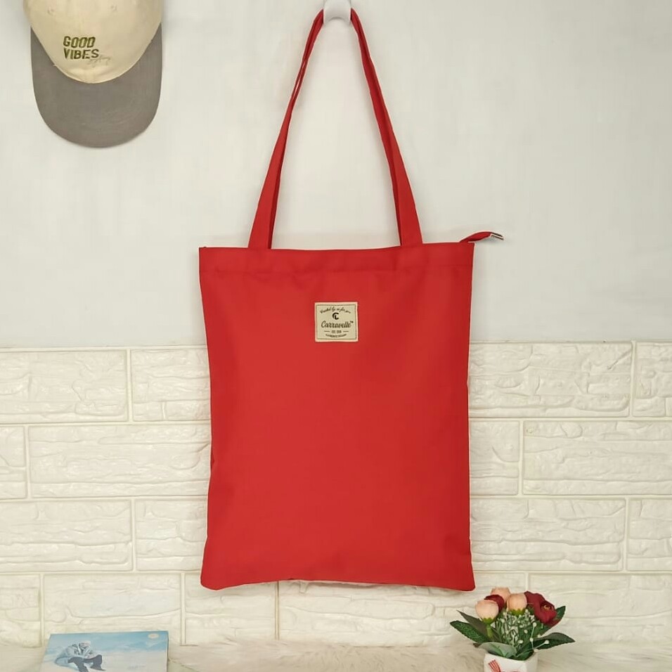 Tote Bag Wanita Resleting kanvas totebag custom sablon/warna untuk seminar ulang tahun souvenir 007B