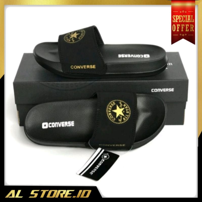 Sandal Slop Converse12 V2 Black Gold Pria Wanita/Sandal Slide Converse12 V2 Black Gold Pria Wanita