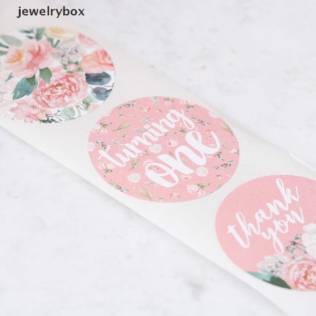 1 Roll 500 Pcs Stiker Label Segel Thank You Dengan Bunga Untuk Pesta Pernikahan