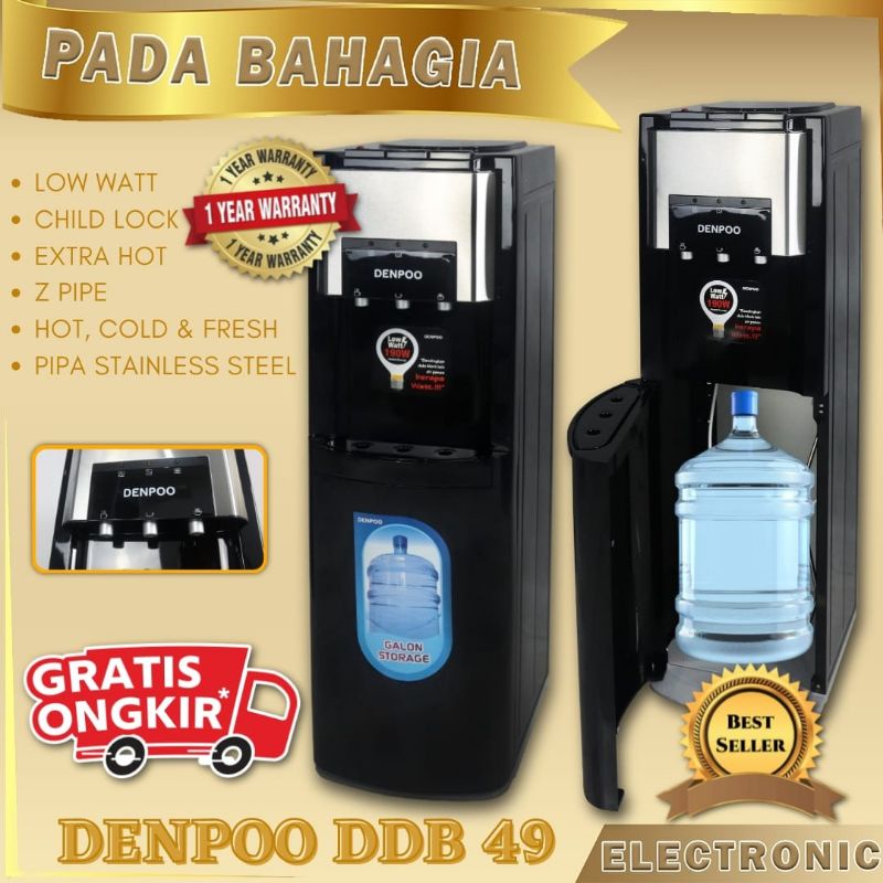 Dispenser Galon Bawah DENPOO DDB 49 Pipa Stainless Stell