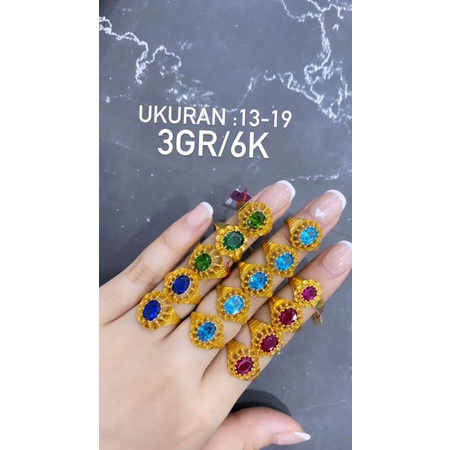 Cincin Asur Permata Kadar 6Karat // 3 Gram ll UK 13-19 UNTUK SIZE TULIS DINOTE SAAT CHECK OUT