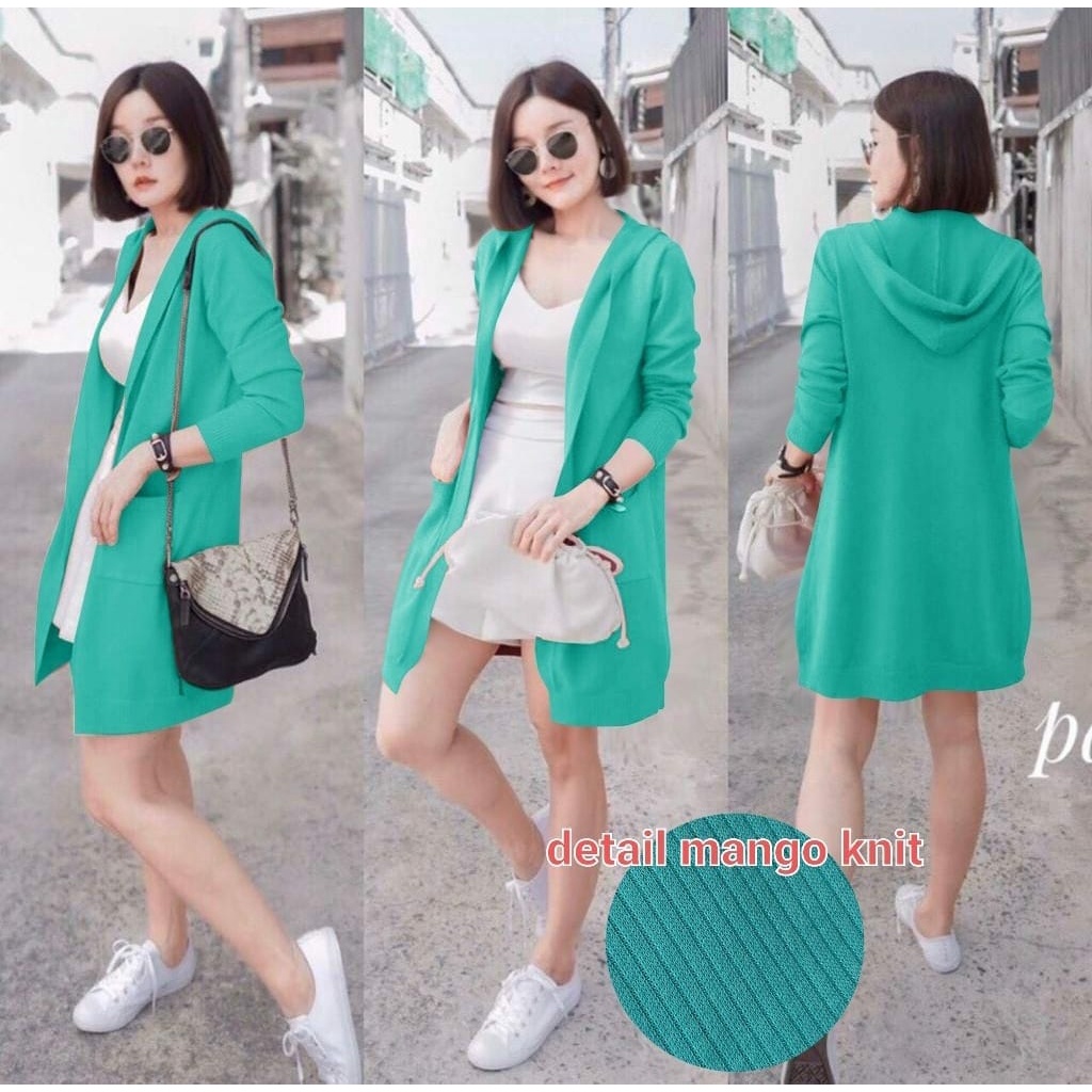 PCS LONG CARDI MANGGO KNIT FASHION PAKAIAN WANITA ATASAN OUTER ED