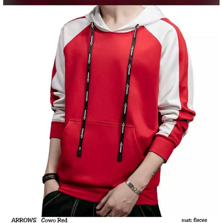 HOODIE DISTRO POLOS 2 WARNA MERAH &amp; PUTIH size L