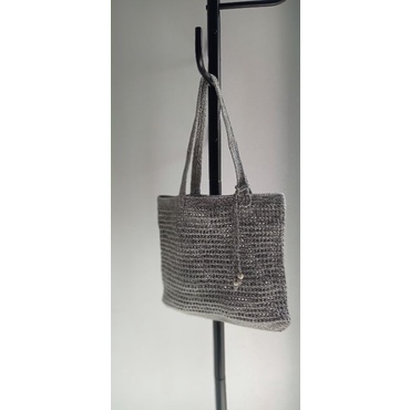 Tas Rajut Tote Bag Rajut –Silver Grey