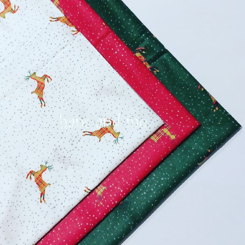 Kain Perca Natal Motif Rusa (per set)