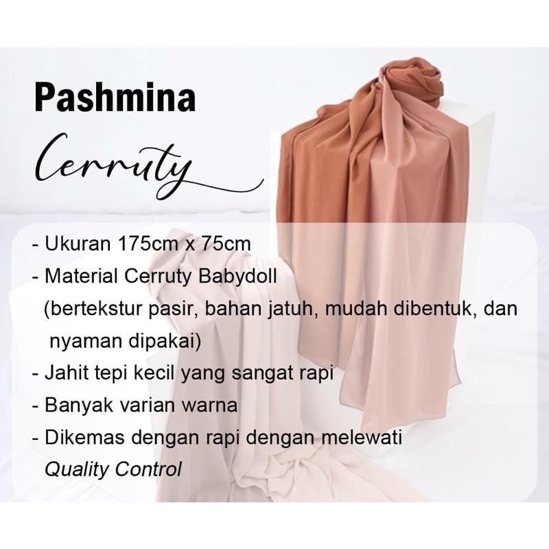 HIJAB PASHMINA POLOS CERUTI BABYDOLL BY.SALWA (JAHIT TEPI RAPI)