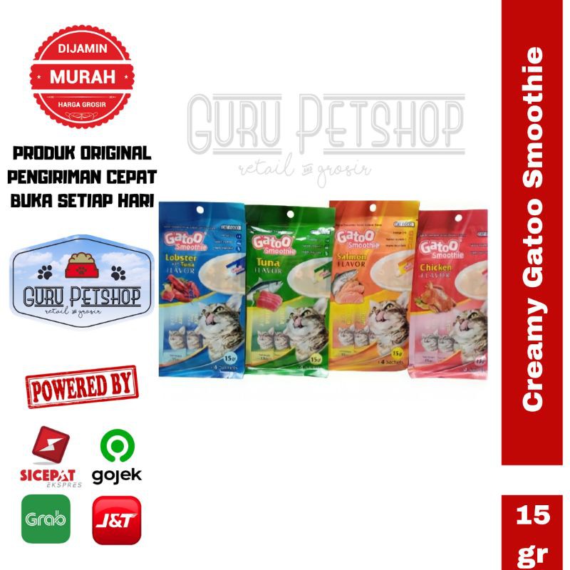 Snack Kucing Gatoo Smoothies 4x15gr / Cemilan Kucing / Snack Kucing / Treats Kucing