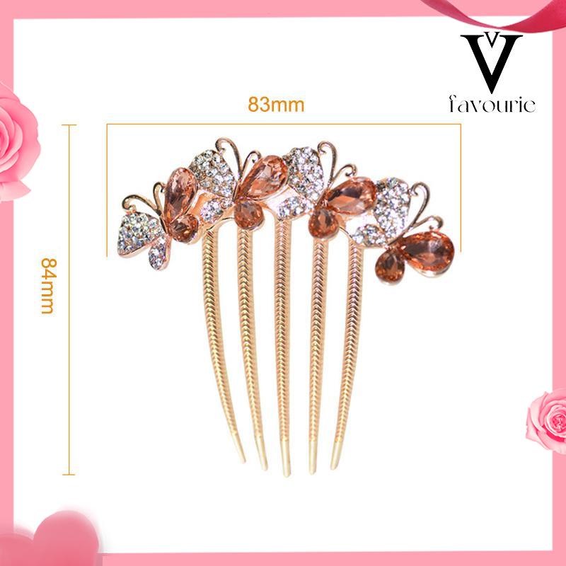 [COD]Kupu-kupu Berlian Imitasi Jepit Rambut Wanita Perhiasan Dewasa Sisir Rambut Mengkilap Elegan-FA