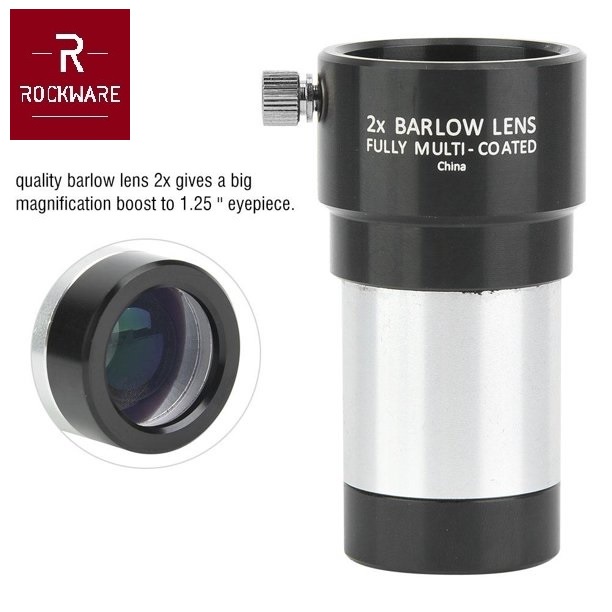 ROCKWARE 2x Barlow Lens 1.25-inch Fully Multi-Coated - Untuk Teleskop