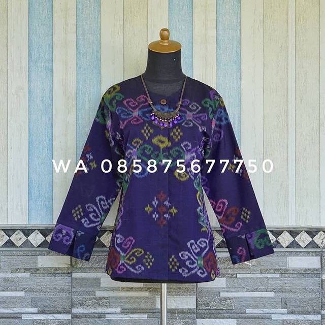 Blus atasan baju kerja wanita tenun endek bali csm premium original