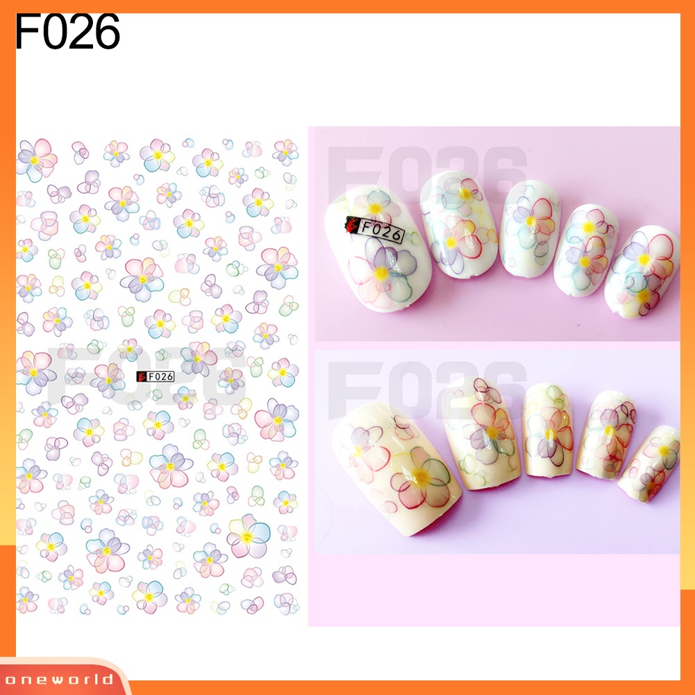 (ONWO) 1 Lembar Stiker Nail Art DIY Motif Bunga / Kupu-Kupu