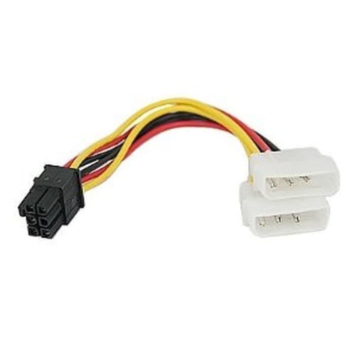 Cable psu Power supply 4 pin Molex male splitter to 6 pin female Vga card Pci express pcie