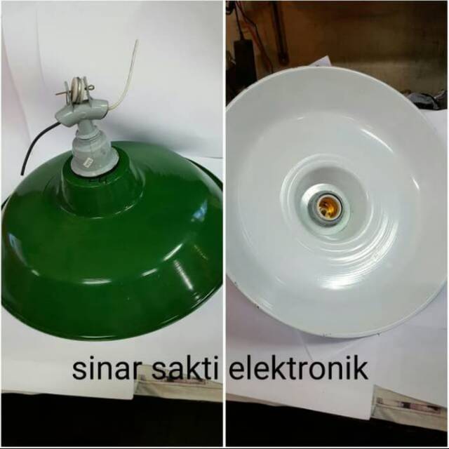 Kap Lampu Jalan Hijau + Fitting Gantung Keramik Besi Tahan Air Murah