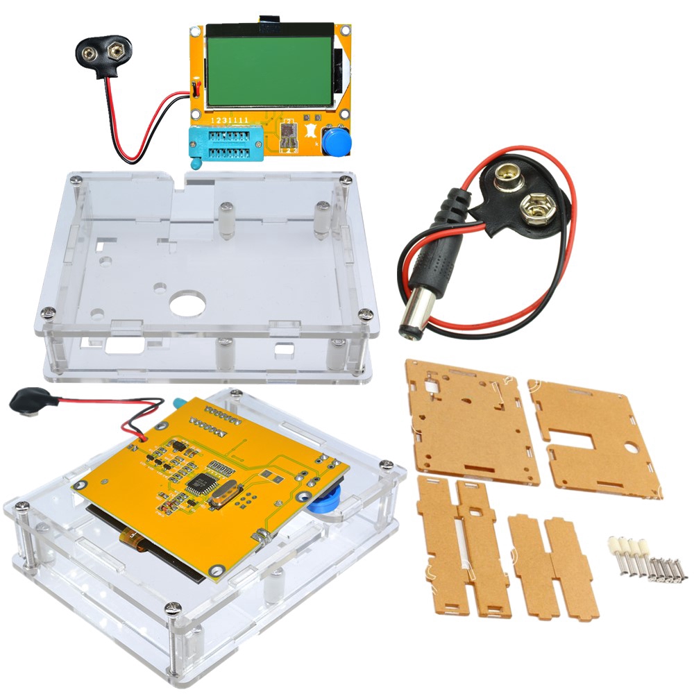 ✫〖ready to ship/COD〗✫ Jig  LCR-T4 Transistor Tester Diode Triode ESR MOS NPN / PNP dengan Casing Akrilik