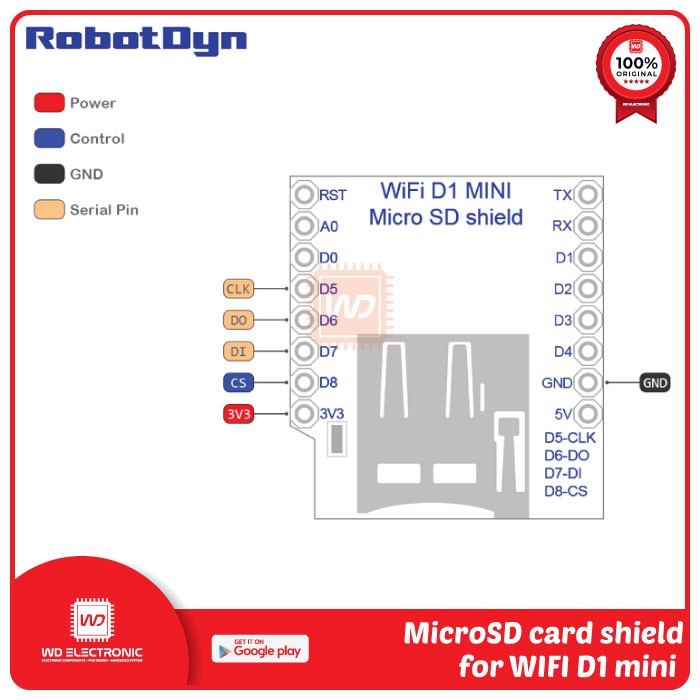 RobotDyn MicroSD MICRO SD shield for WIFI D1 mini Wemos D1 mini