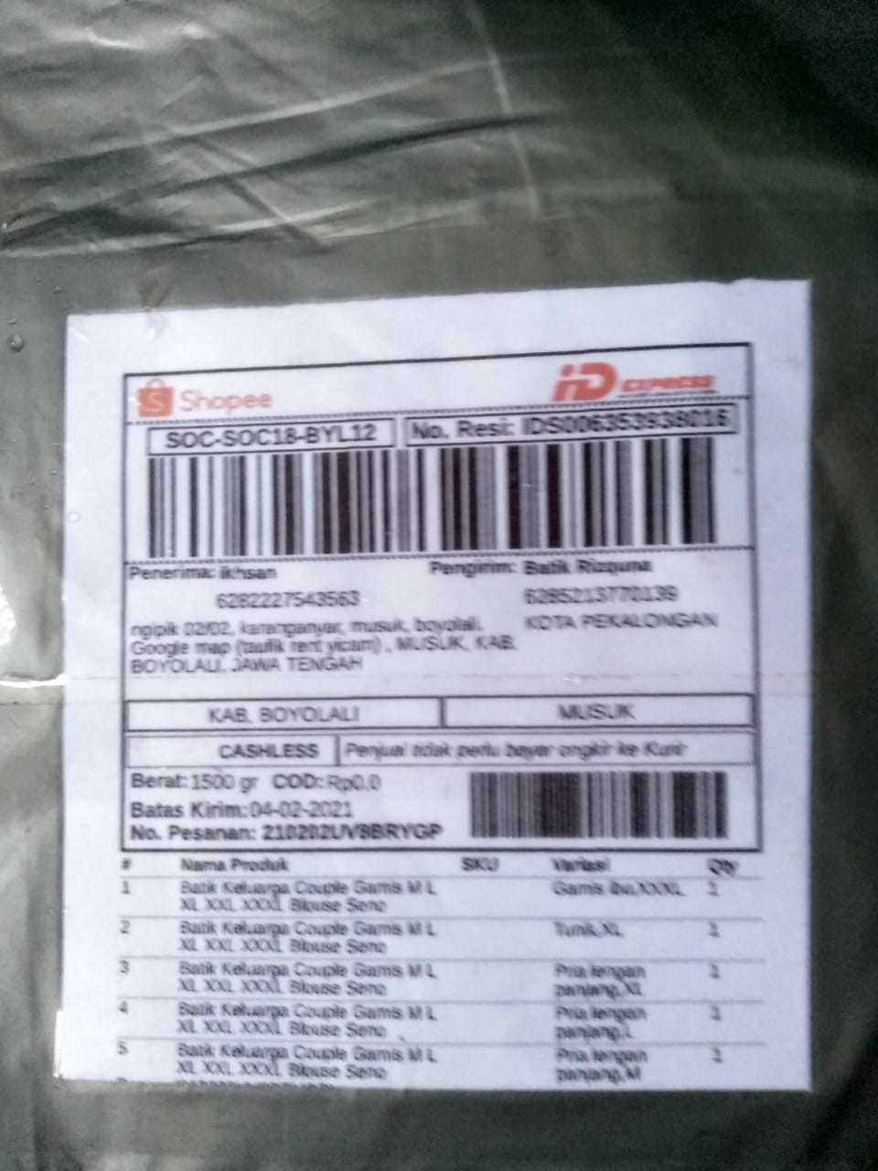 Batik Keluarga Couple Gamis M L Xl Xxl Xxxl Blouse Seno Super Jumbo