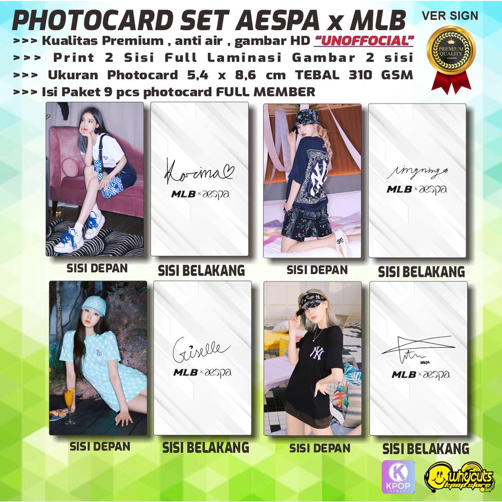PHOTOCARD SET PC UNOFFICIAL AESPA  MLB KOREA  DREAM COME TRUE  SMCU  PRINT 2 SISI FULL LAMINASI GLOSSY ANTI AIR FULL SET