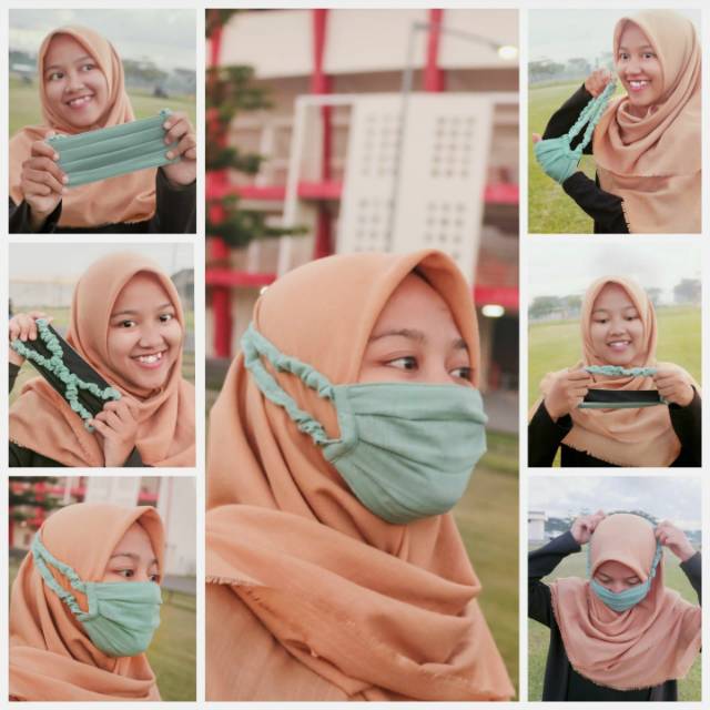 MASKER SERUT HIJAB TALI KARET KERUT Shopee Indonesia