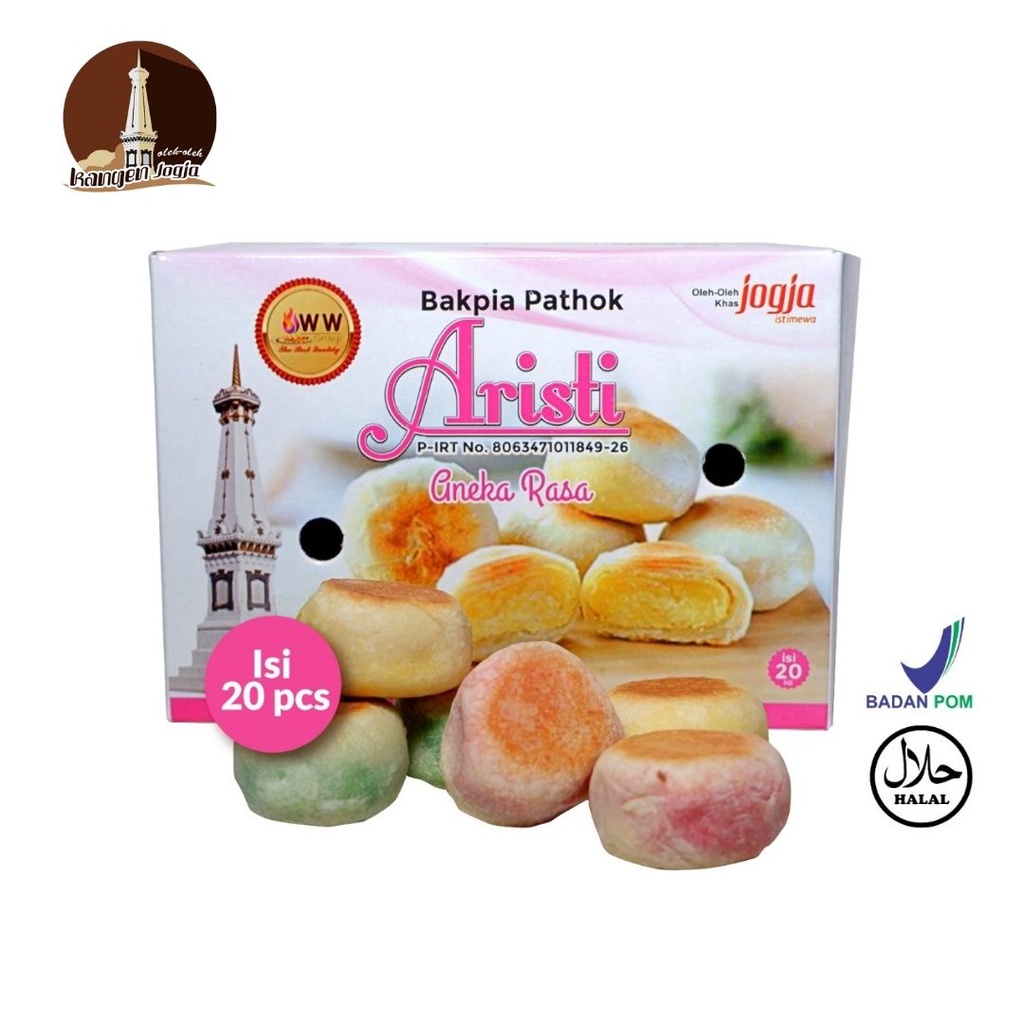 

Bakpia Pathok Aristi isi 20 pcs / Bakpia kering / Bakpia basah ( Oleh oleh Khas Jogja)