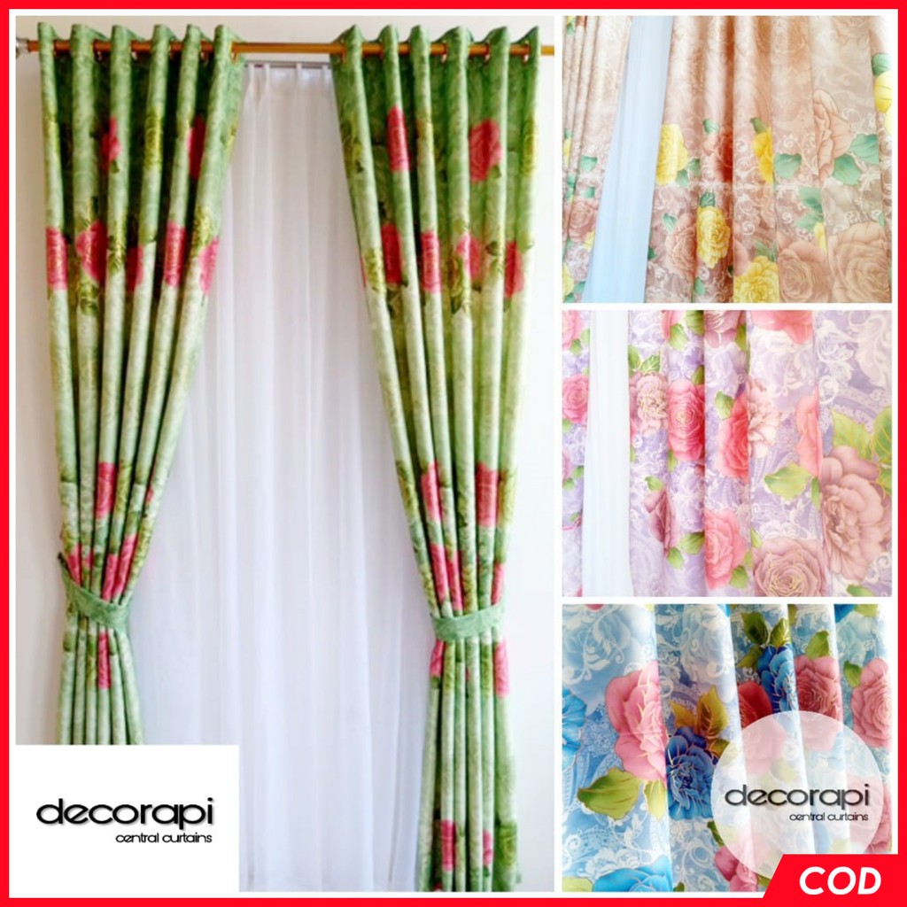 gorden tirai jendela dan pintu minimalis rumah mewah bahan blackout printing import