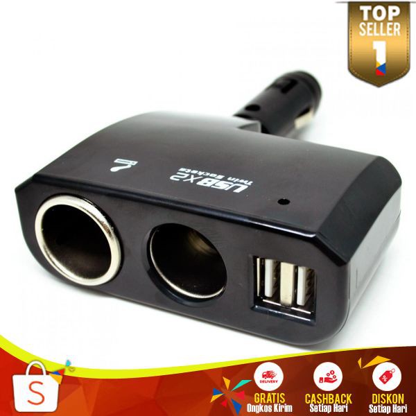 Car Charger Penambah Daya Ponsel Di Mobil Type C Simple Extension USB Casan Pengisian Cepat T7W3 Mod