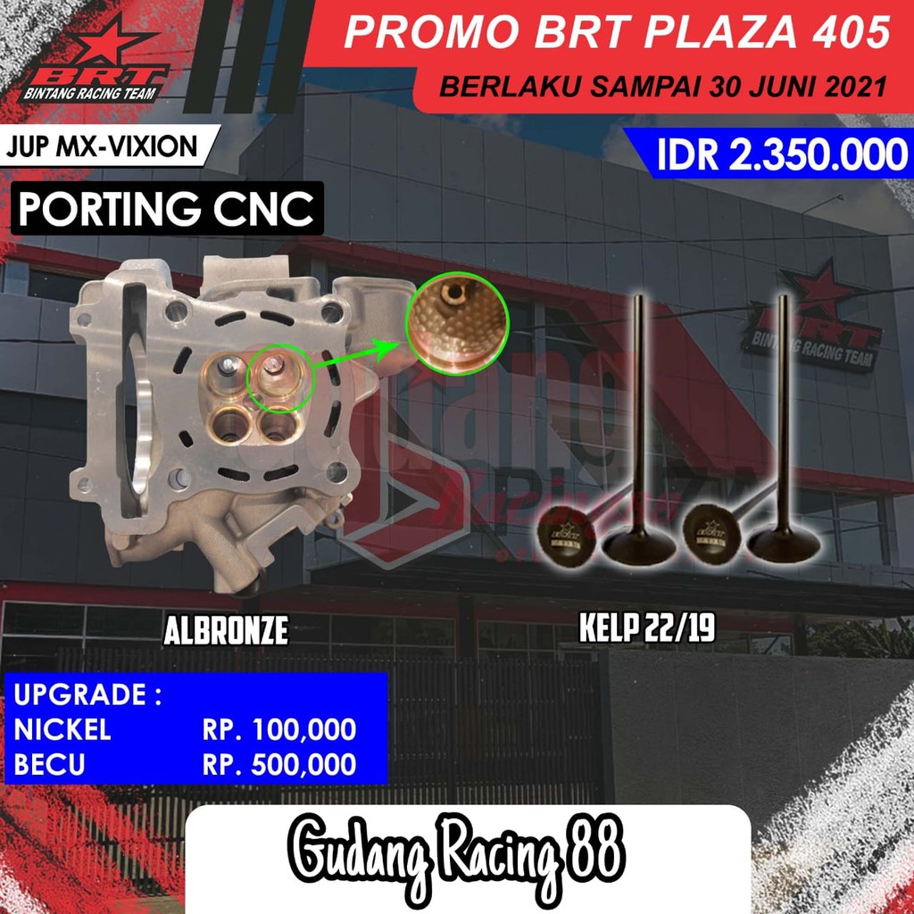 (GR88) SUPER CYLINDER HEAD MODIF HEAD BRT YAMAHA JUPITER MX / VIXION - PROMO BRT PLAZA 405