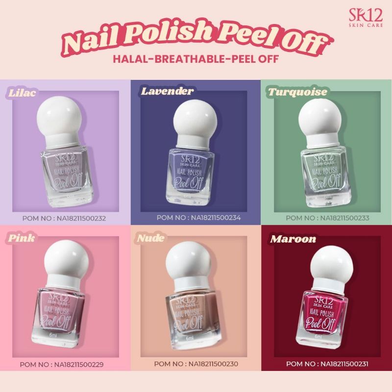 NAIL POLISH PEEL OFF SR12 WATERBASE HALAL NAIL POLISH LAVENDER WUDHU FRIENDLY