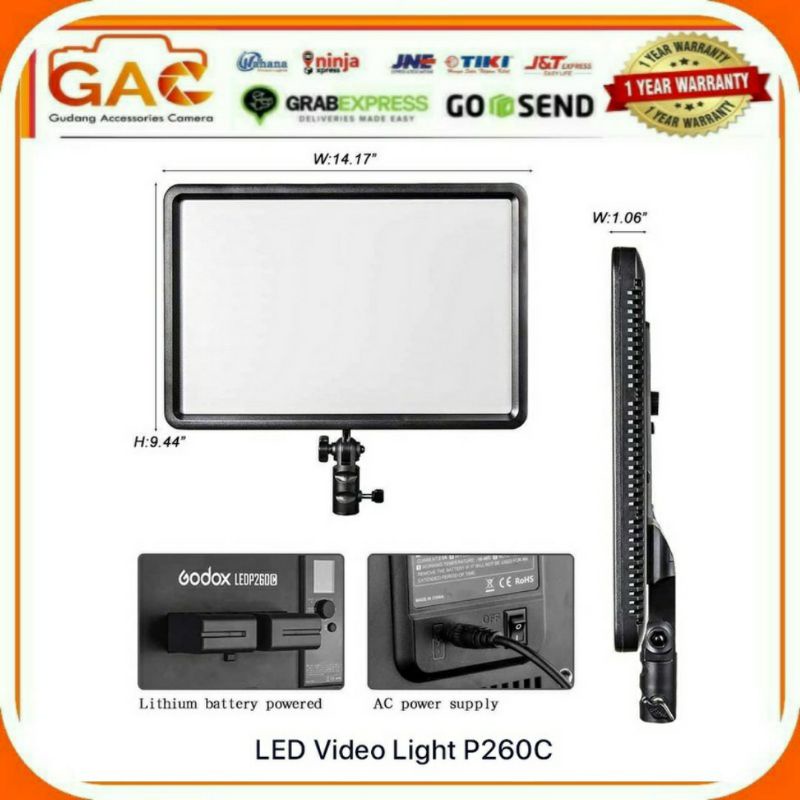 LED video light GODOX P-260C P260C bio color Free adapter