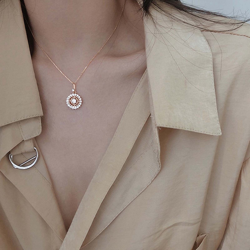 Kalung Rantai Sterling Silver 925 Desain Bunga Matahari Untuk Wanita