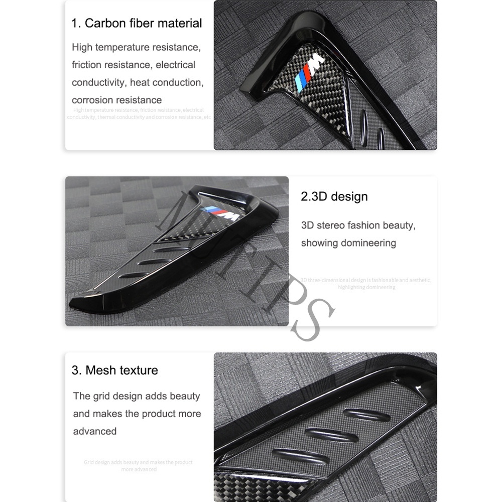 Tesla 2pcs / set Fender Samping Mobil Bentuk Sirip Hiu Bahan Carbon Fiber Untuk Model 3 Y S X