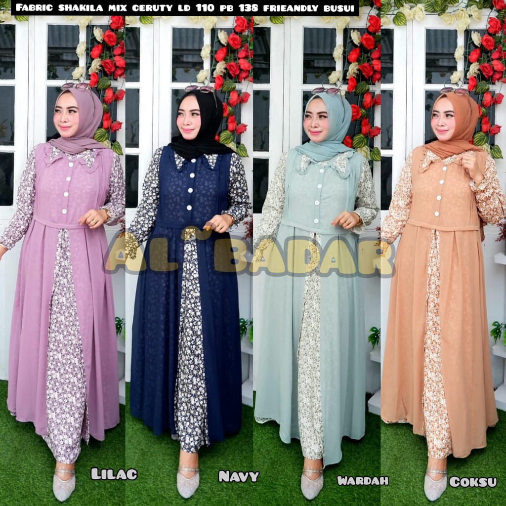 GAMIS DEWASA, GAMIS SHAKILA PREMIUM MOTIF MIX OUTHER CERUTY BABY DOLL