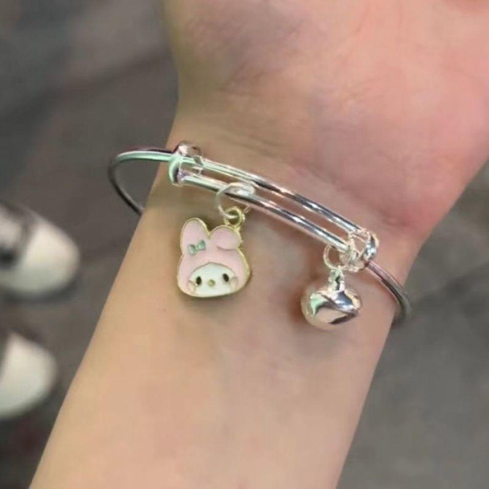 Needway   Bell Liontin Gelang Kawaii Perempuan Hadiah Ulang Tahun Pasangan Perhiasan Melodyku Kuromi Cinnamoroll Women Bracelet