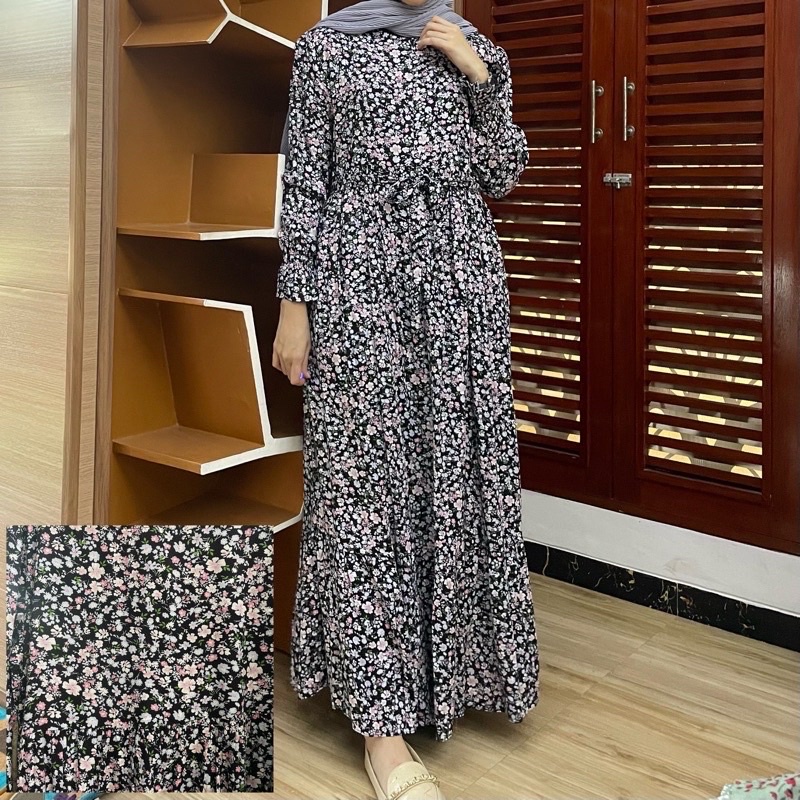 [SIZE STANDAR VOL 1] Floral dress maxi dress panjang gaun casual bunga wanita-Jade