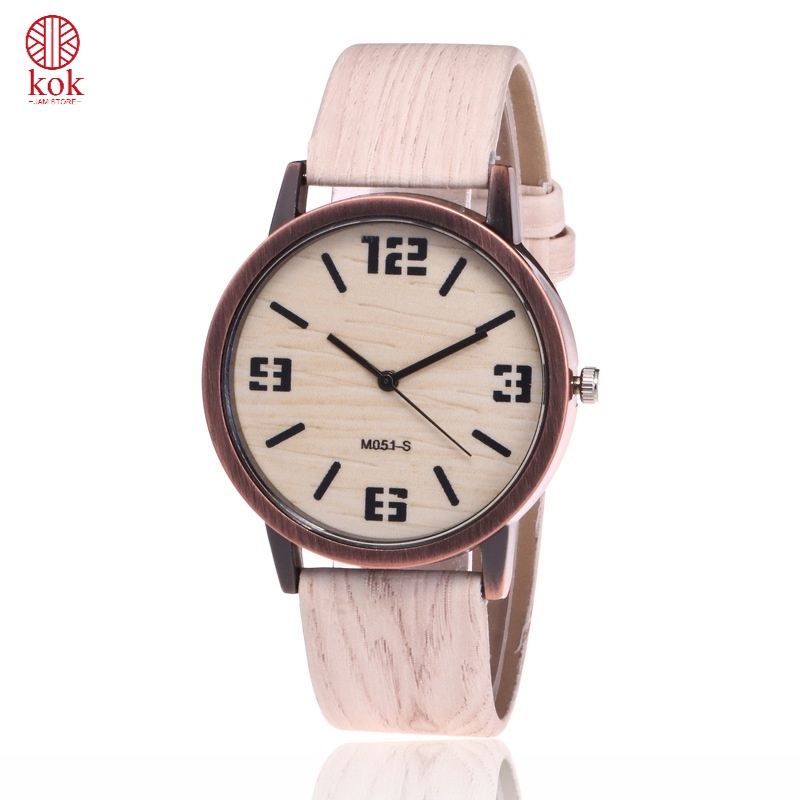 Jam Tangan Wanita Jam tangan Serat Kayu Jam tangan Pria Quartz Analog Gaya Korea Jam Tangan Couple