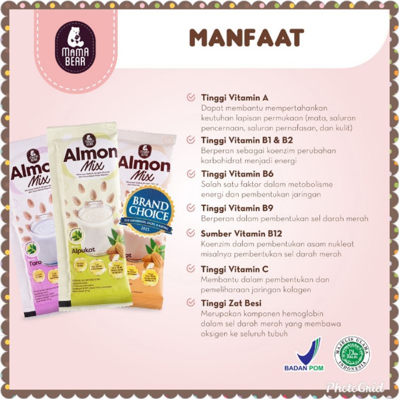 MAMA BEAR - Almon Mix Minuman Serbuk Susu Almond + Daun Katuk (Pelancar Asi/Asi Booster)