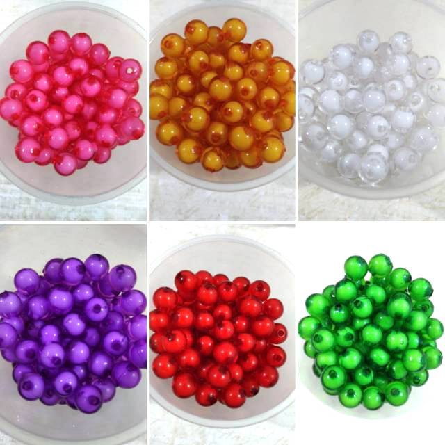 Mote Akrilik Bulat Transparan / Mote Akrilik Isi / Mutiara Isi 10 mm (20 pcs)