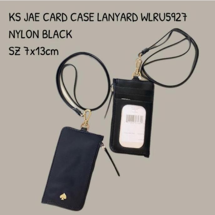 

Gantungan Kate spade jae ID card case lanyard black nylon