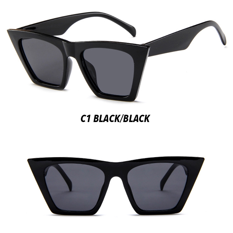 (YUZHU) Bayar di Tempat INS Fashion Oversized Retro Mata Kucing Wanita Kacamata Hitam Women Sunglasses