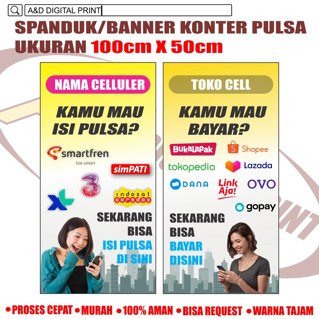 Jual Spanduk / Banner Konter Pulsa BUY ONE GET ONE FREE | Shopee Indonesia