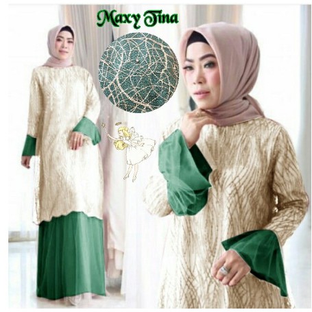 Gamis Pesta bahan Velvet Lapis Organza Dot LD 112 / Mazi Cinderela