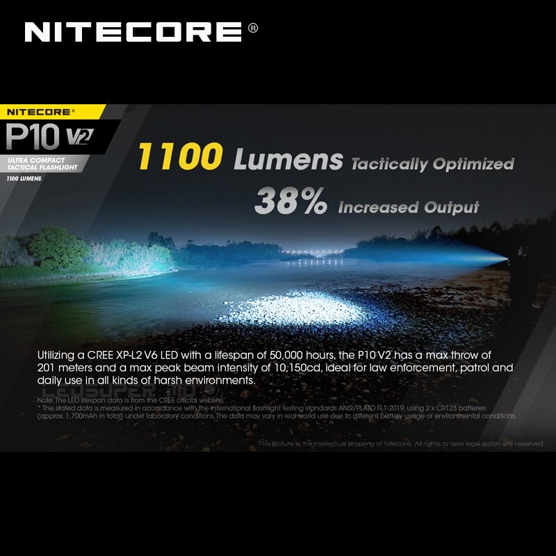 Senter LED Superterang 3 Mode P10 V2 Tahan Air Senter Led P10 CREE XP-L2 V6 1100 Lumens