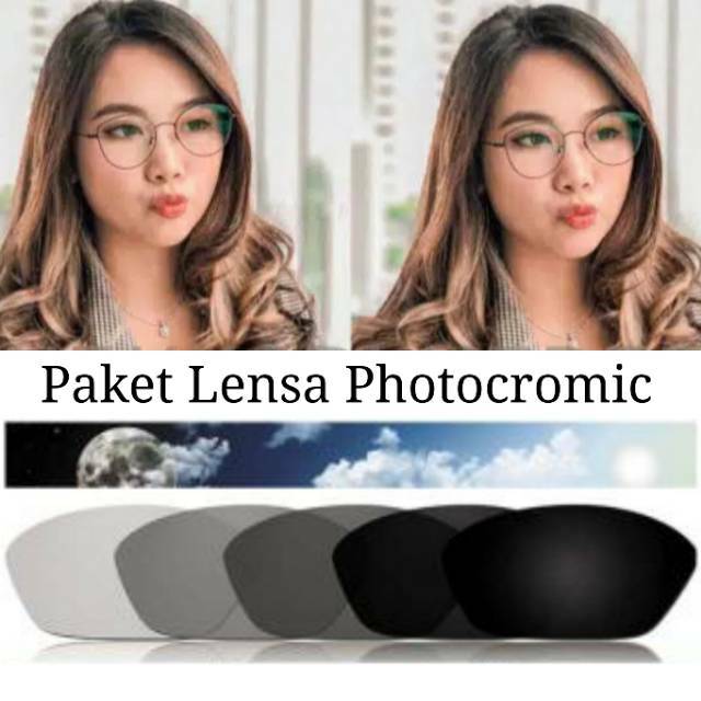 Paket Lensa Photocromic Frame Kacamata Minus Kacamata Antiradiasi Frame kCamata Model Terkini