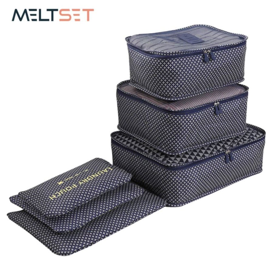 MELTSET Tas Travel Bag in Bag Laundry Pouch Organizer 6 in 1 - MT6 - Dark Blue