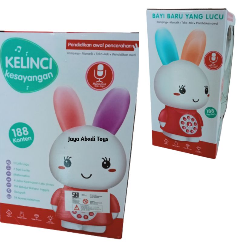 MAINAN BONEKA KELINCI KESAYANGAN BERNYANYI BERCERITA MATEMATIKA KEAMANAN LALU LINTAS BAHASA INGGRIS