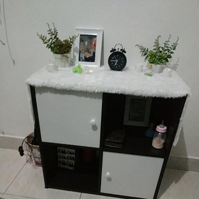 Rak Lemari Buku Pajangan Tv Serbaguna 4 Kotak Minimalis Kayu Dapur