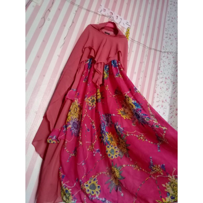 set gamis syari bunga Dusty original Brand Alula