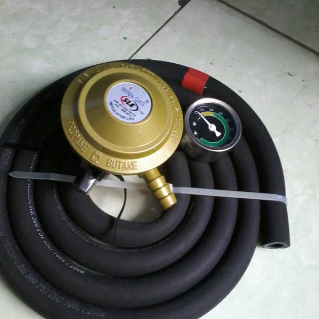 Regulator Gas lpg pertamina Matic winn Gas SLE 888Manometer dan selang Lpg 500 psi 3 lapis