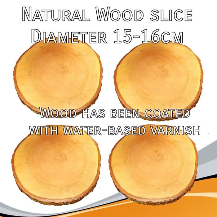 Sudah di varnish 15-16 cm Natural Wood slice alas kayu dekorasi craft