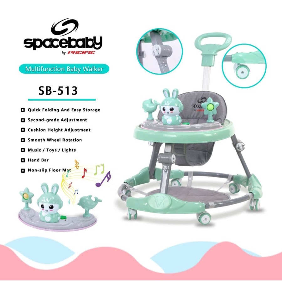 Baby Walker Kereta Dorong Bayi Balita Anak Spacebaby SB513 BY PACIFIC-2