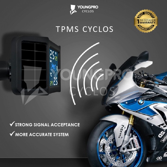 Youngpro Cyclos TPMS Motor Pengukur Tekanan Angin Ban Solar Charging - Cyclos